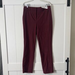 WHBM Elle Slim Burgundy Women's Pants 10 long NWT new